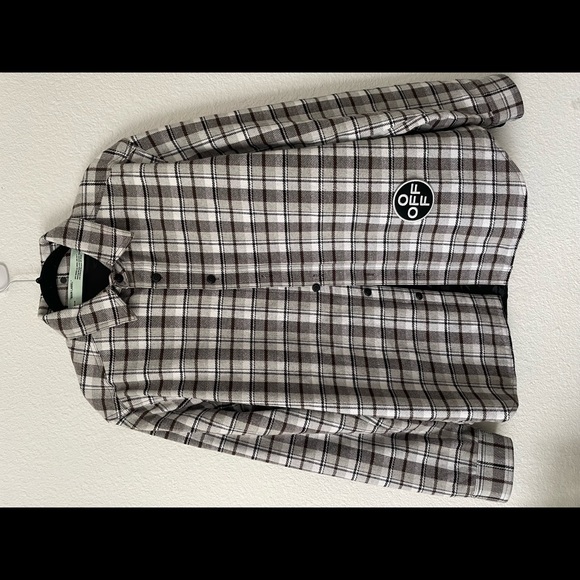 Off-White Other - Off-White grey checker hooded shirt jacket